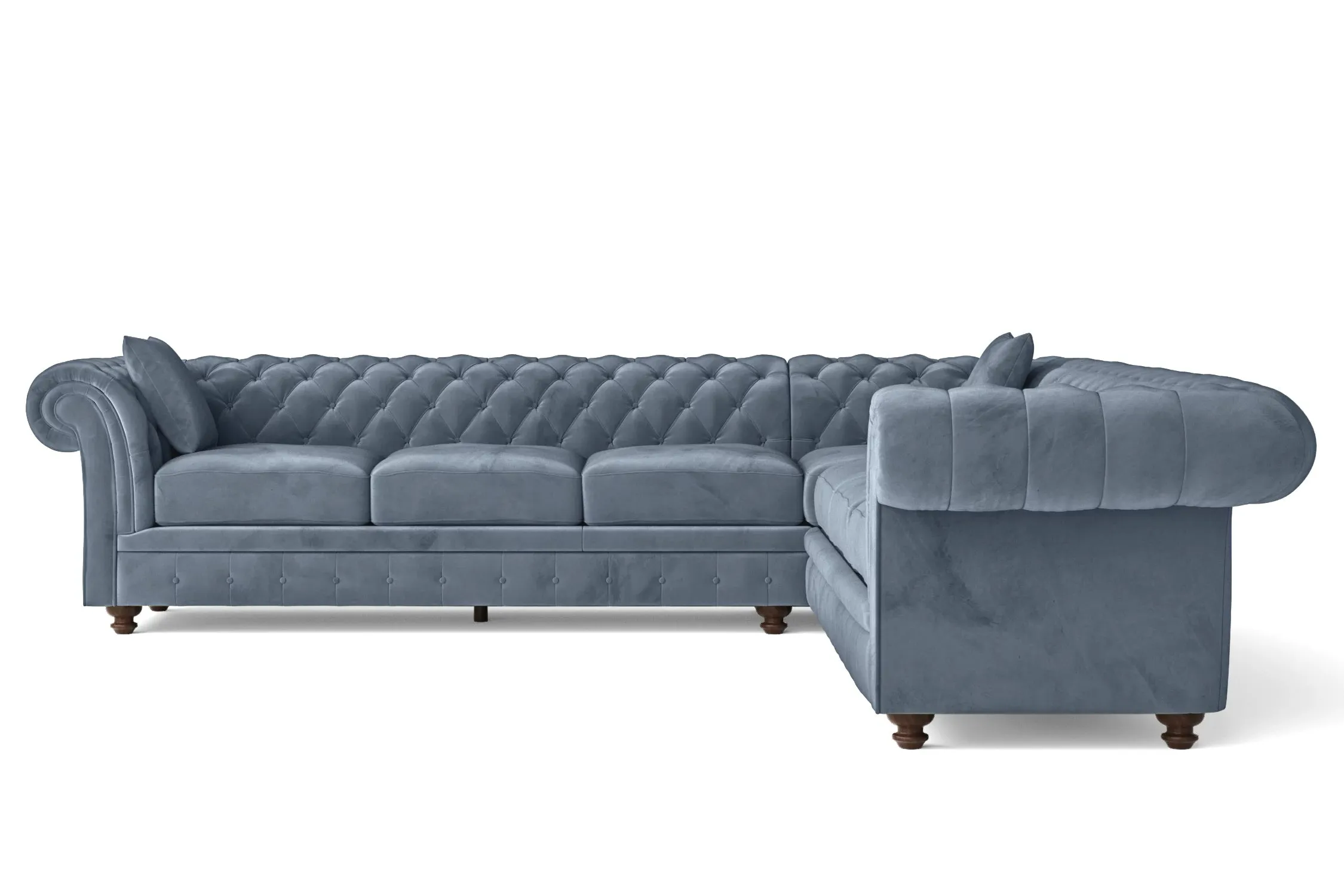 Pesaro 6 Seater Corner Sofa Baby Blue Velvet