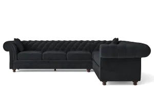 Pesaro 6 Seater Corner Sofa Dark Grey Velvet