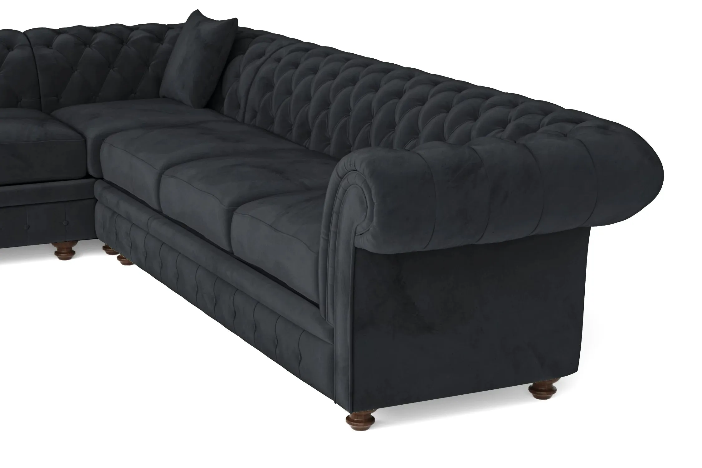 Pesaro 6 Seater Corner Sofa Dark Grey Velvet