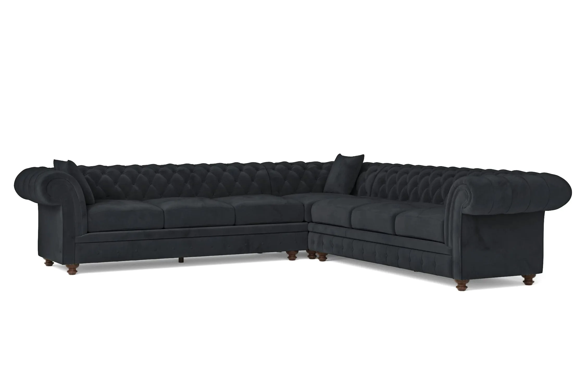 Pesaro 6 Seater Corner Sofa Dark Grey Velvet