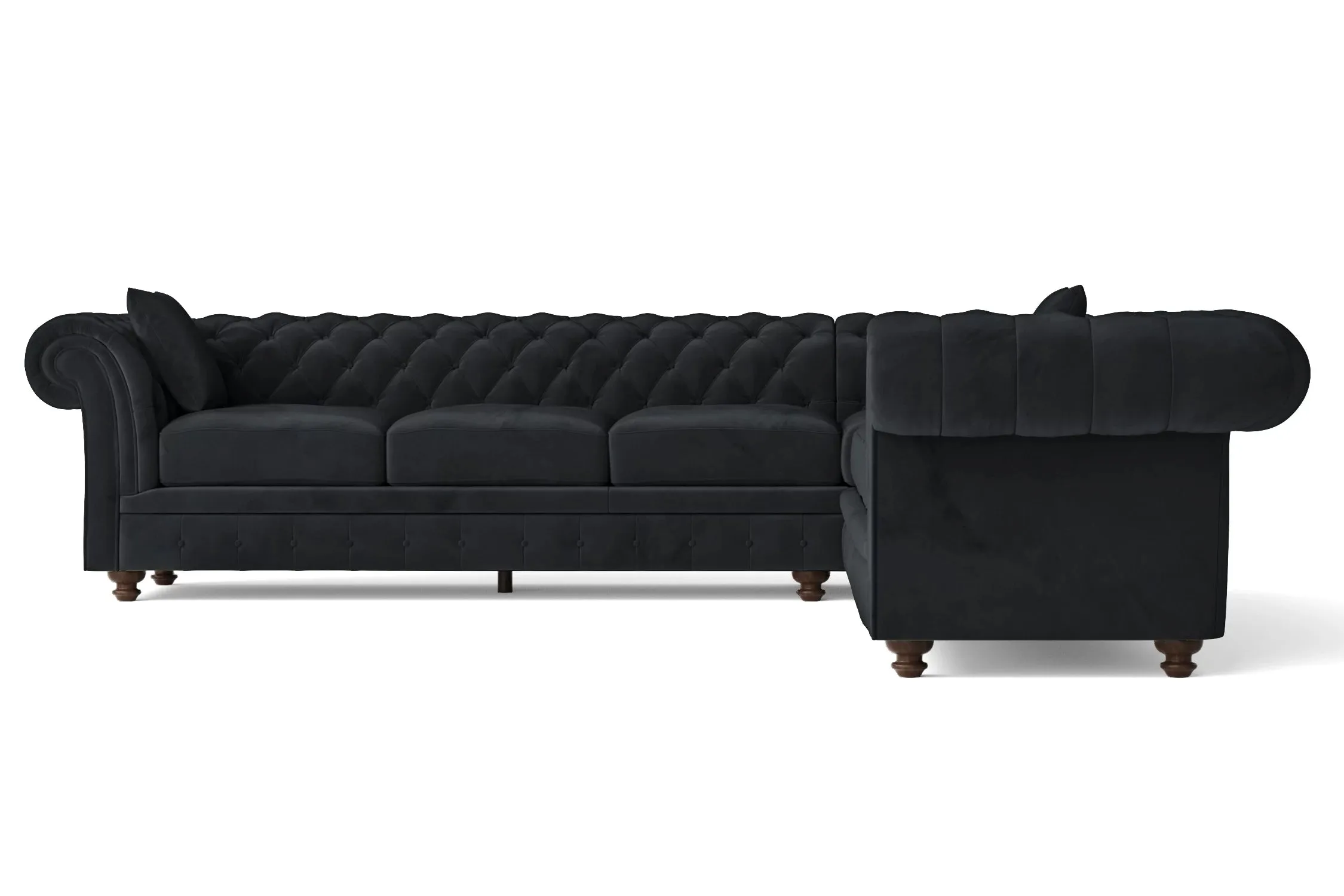 Pesaro 6 Seater Corner Sofa Dark Grey Velvet