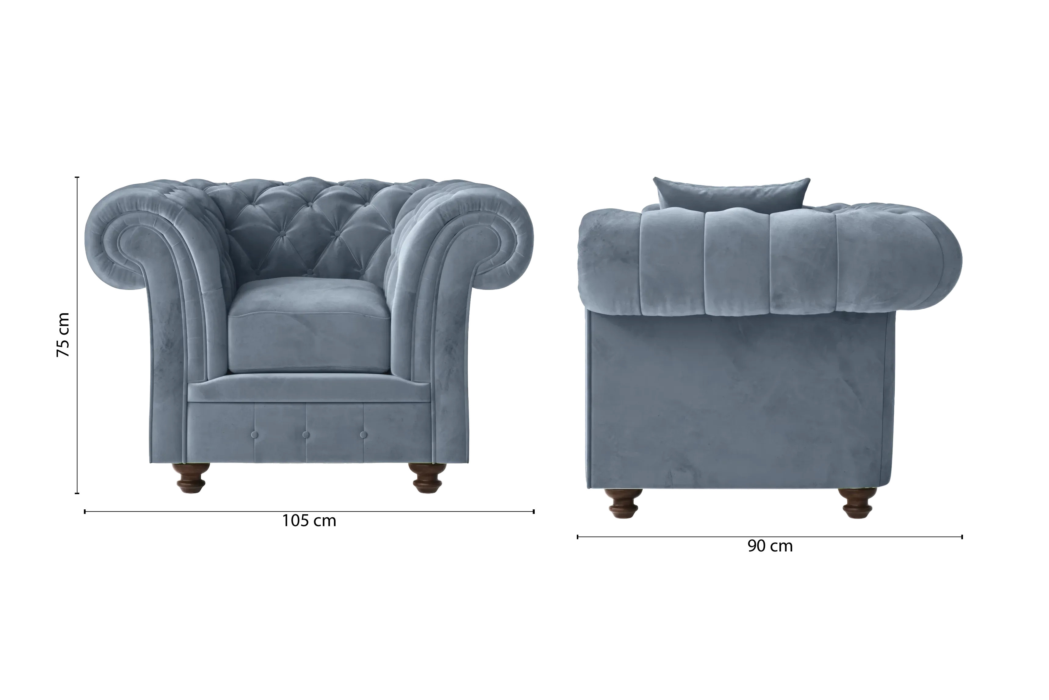 Pesaro Armchair Baby Blue Velvet