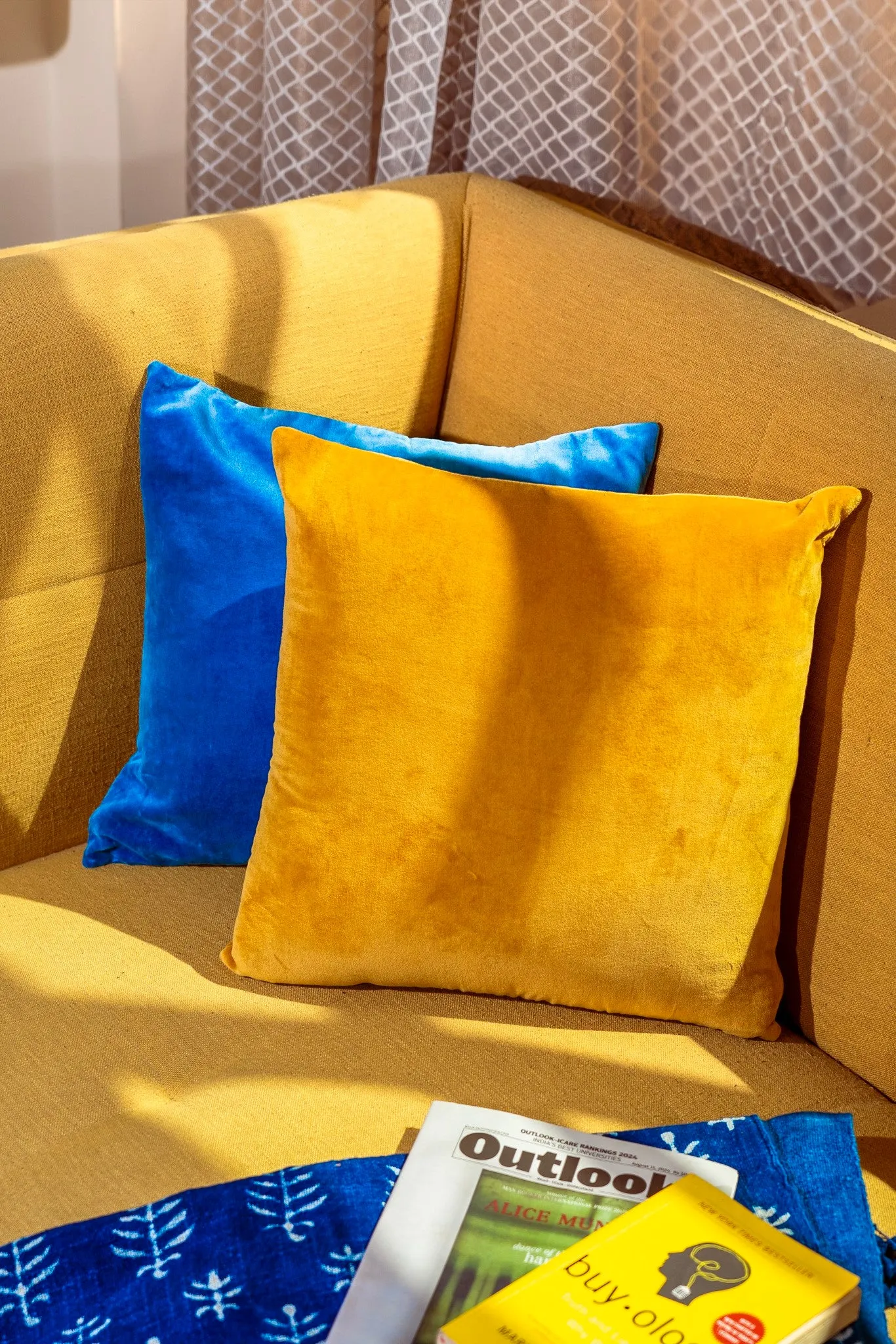 Premium Velvet Cushion Cover -  Mustard