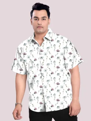 Rose Gold Linen Printed Shirt Men's Plus Size