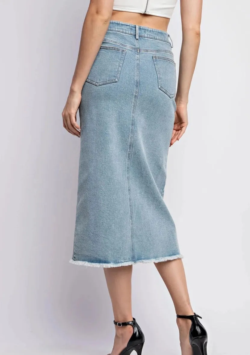 She’s Fire Midi Denim Skirt