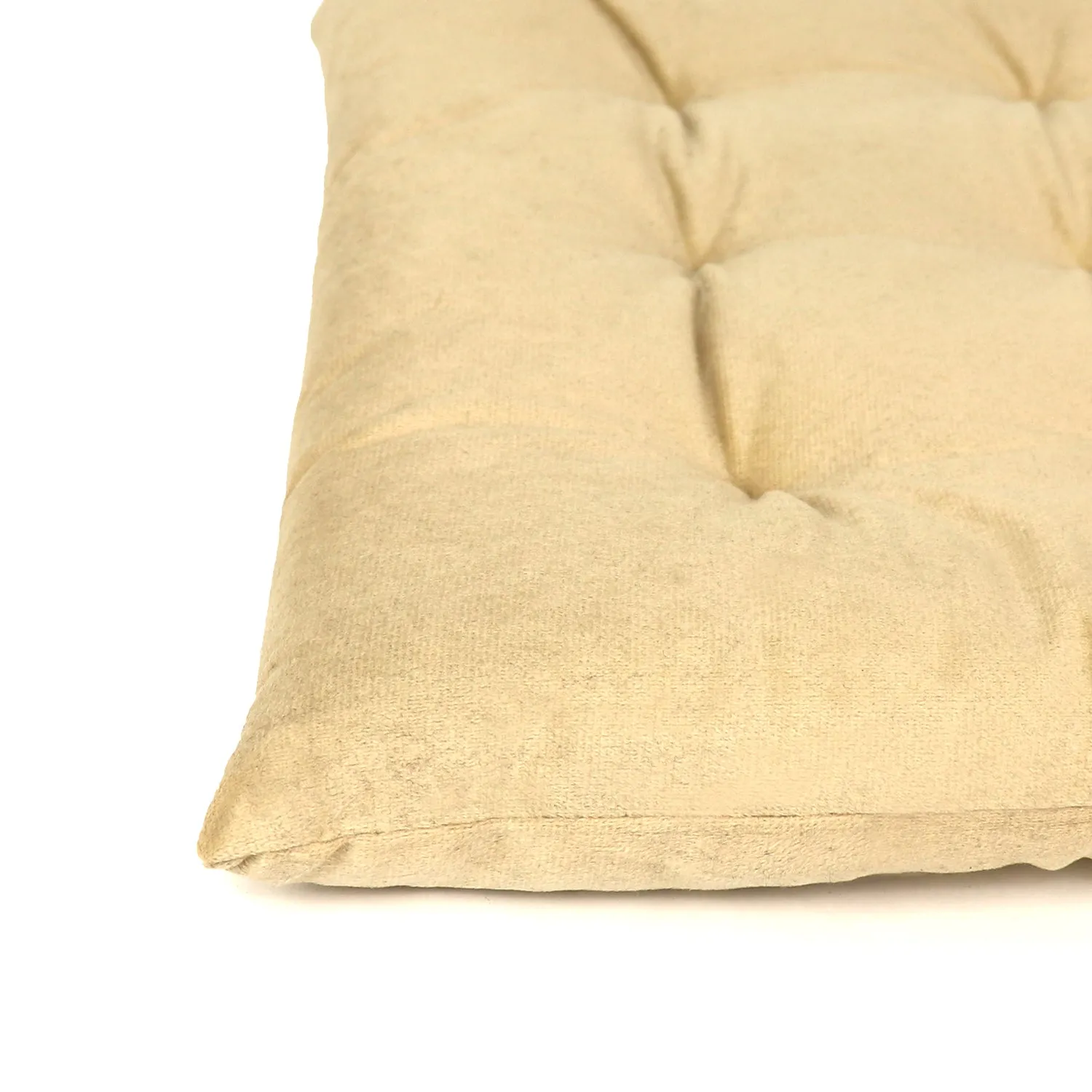 Velvet Slip Free Tufted  Chair Cushion Beige 40x40cm