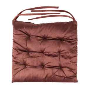 Velvet Slip Free Tufted  Chair Cushion Mauve 40x40cm