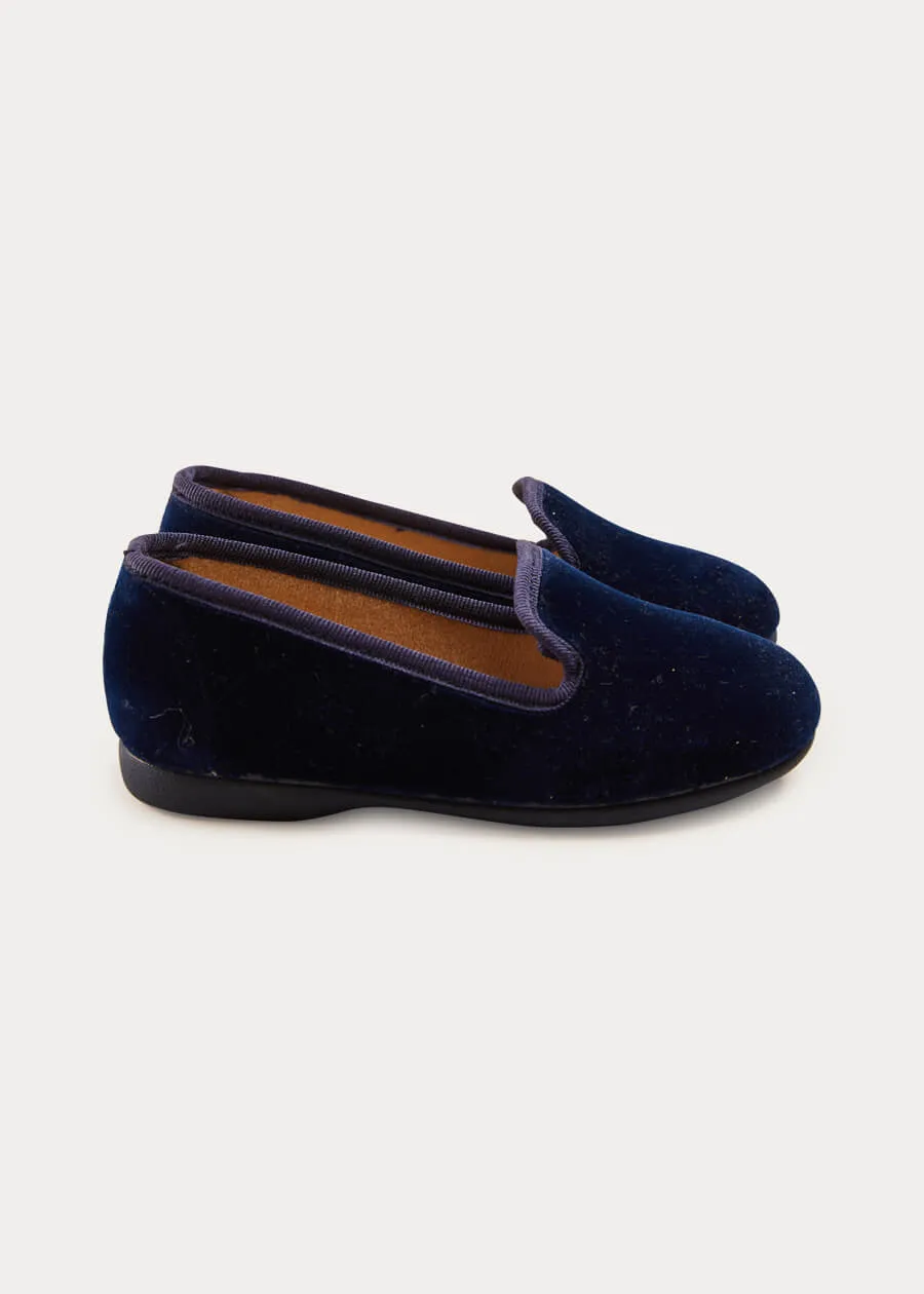 Velvet Slippers In Navy (24-34EU)