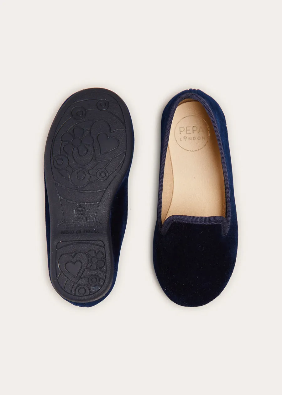 Velvet Slippers In Navy (24-34EU)