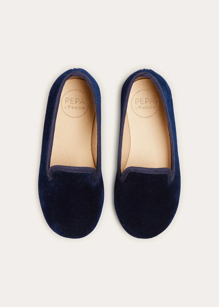 Velvet Slippers In Navy (24-34EU)