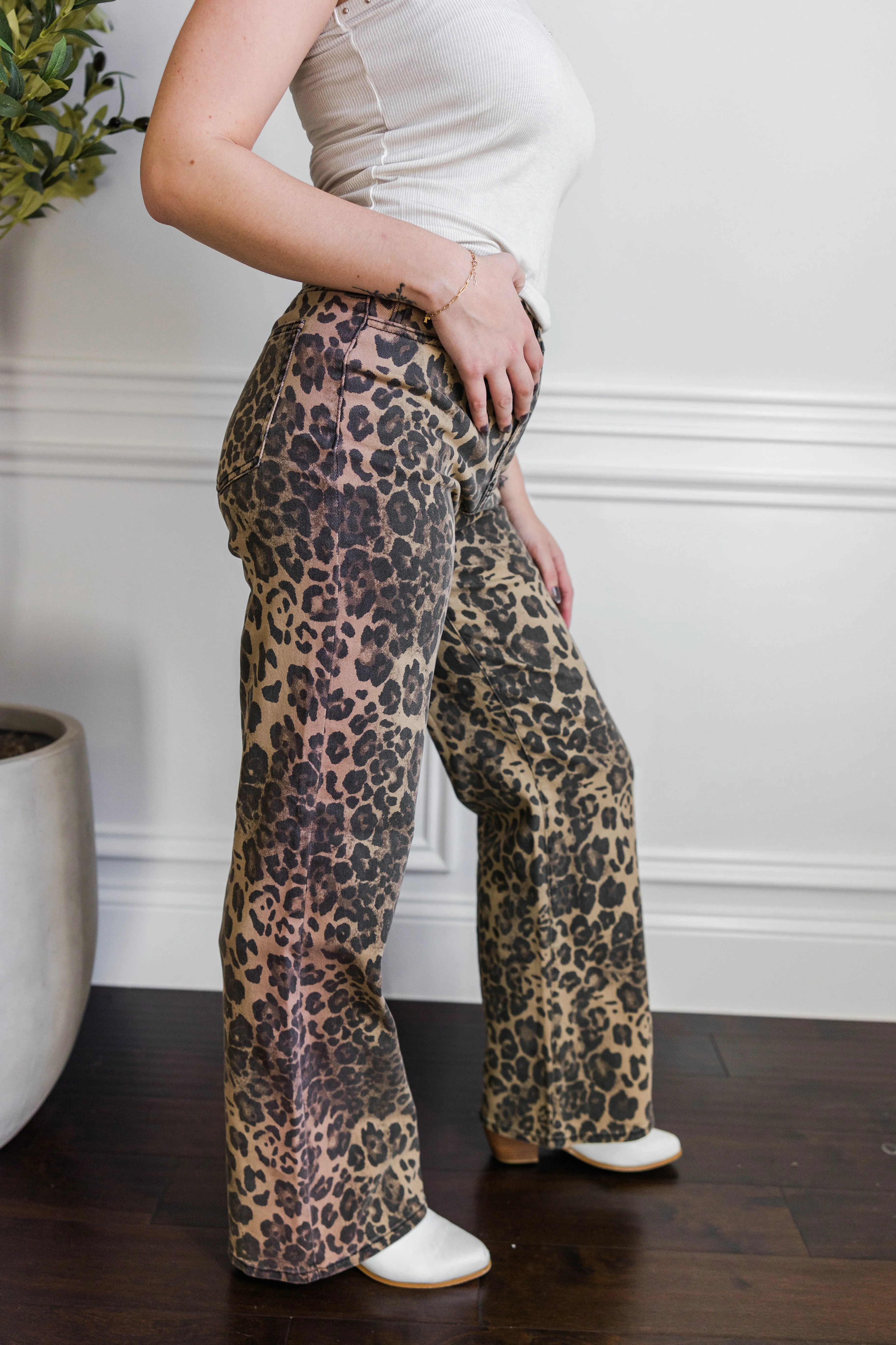 Vibrant Leopard Wide Leg Jeans