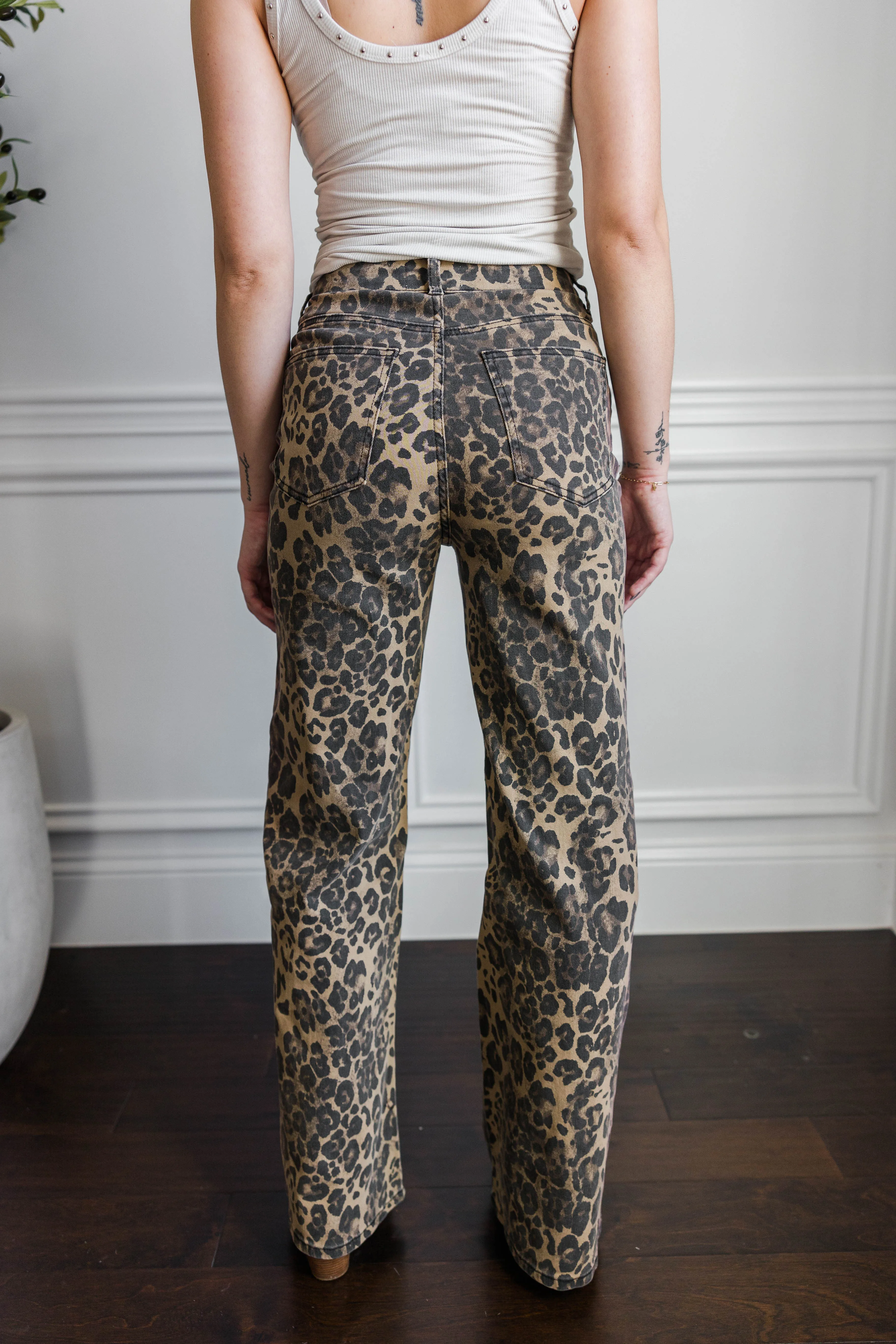 Vibrant Leopard Wide Leg Jeans