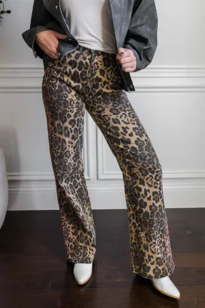 Vibrant Leopard Wide Leg Jeans