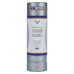 Victor Badminton Nylon Shuttlecock 1000 Silver 6PC Tube Fast Speed - White