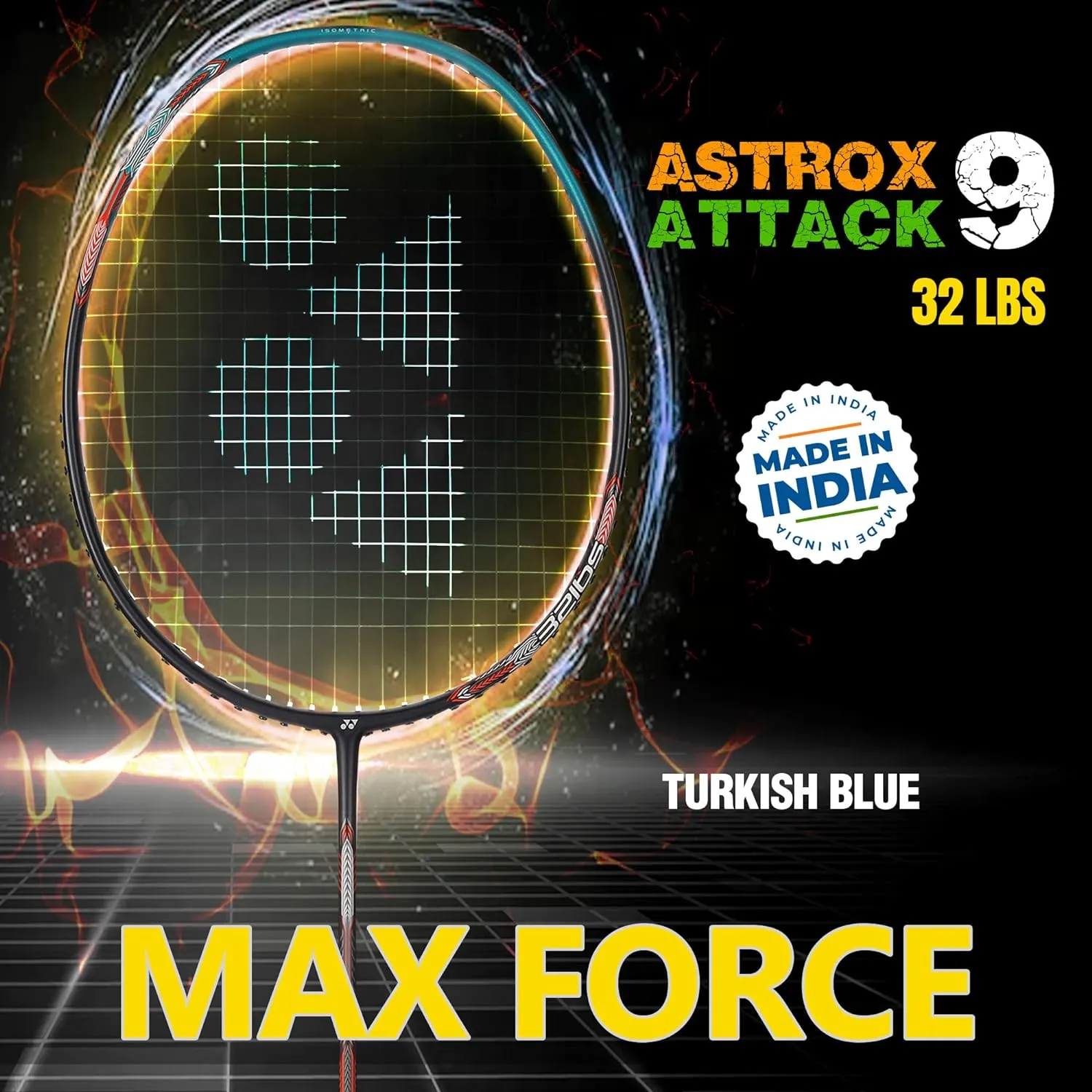 YONEX Astrox Attack 9 Badminton Racket (G4, 4U Turquoise Green)